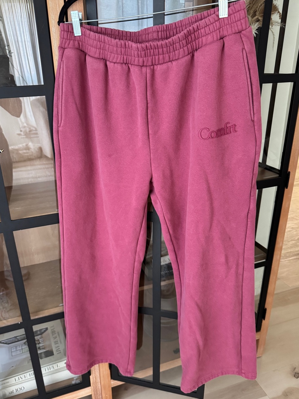 Comfrt Minimalist Sweatpants straight wide leg berry pink